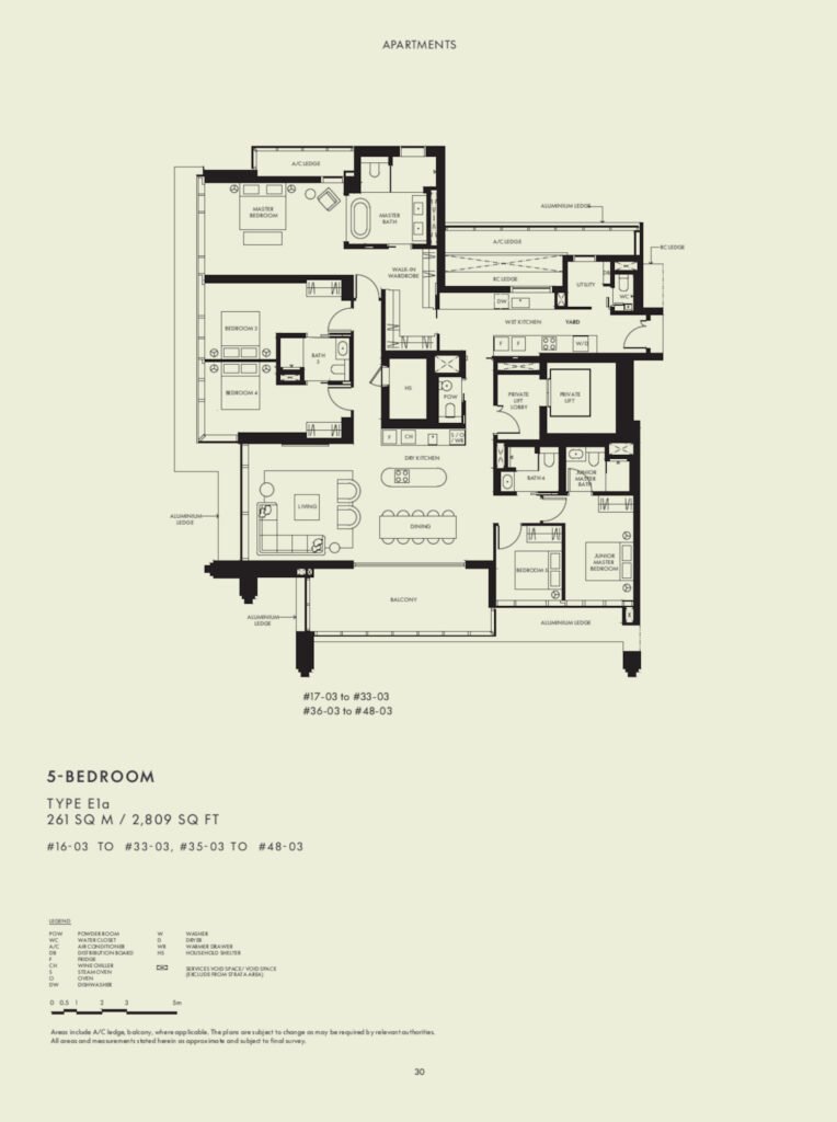 W Residence Marina View 5 Bedroom Floor Plan